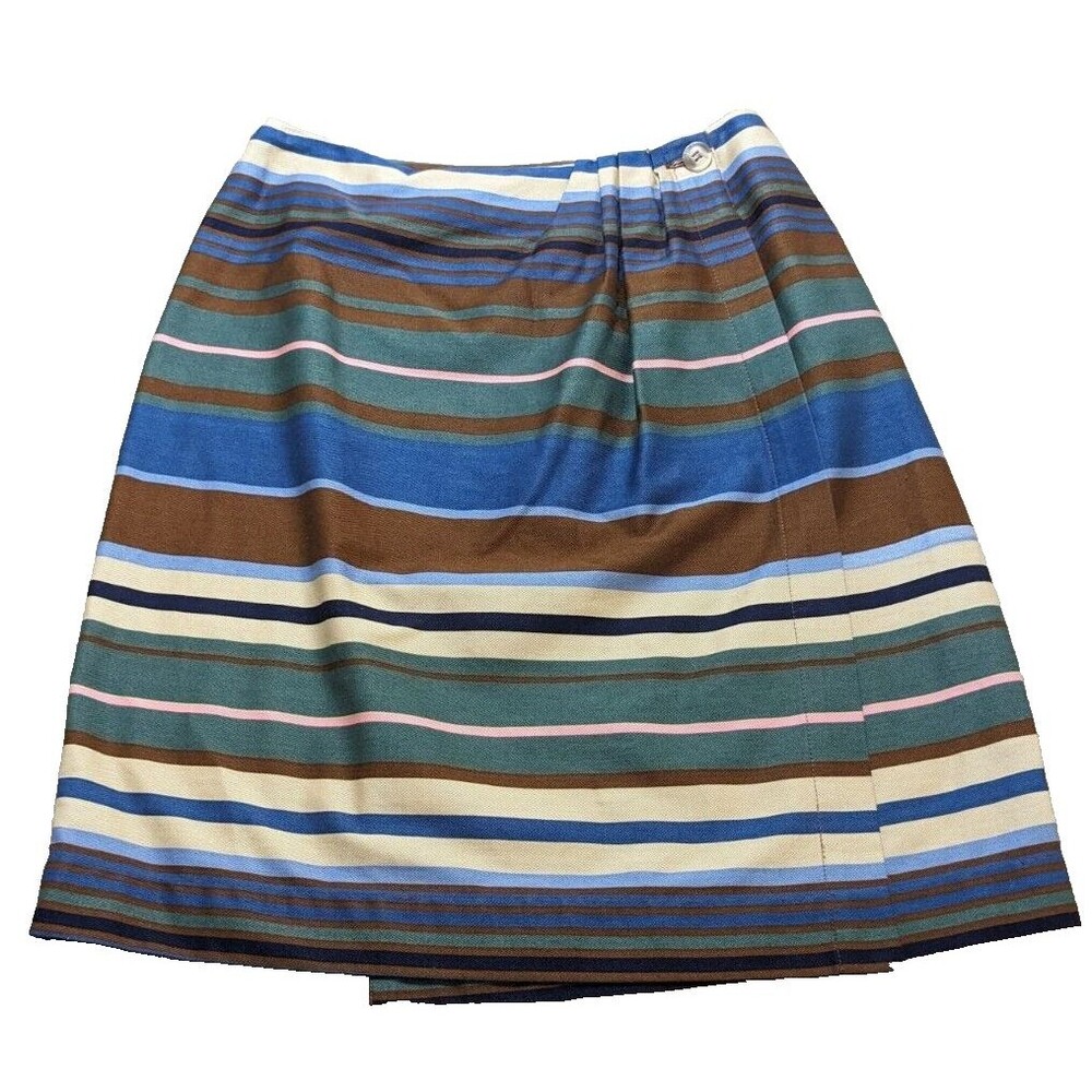 Bechamel Vintage Women's Cotton Multi-Color Stripped Wrap Around Skirt Size 8